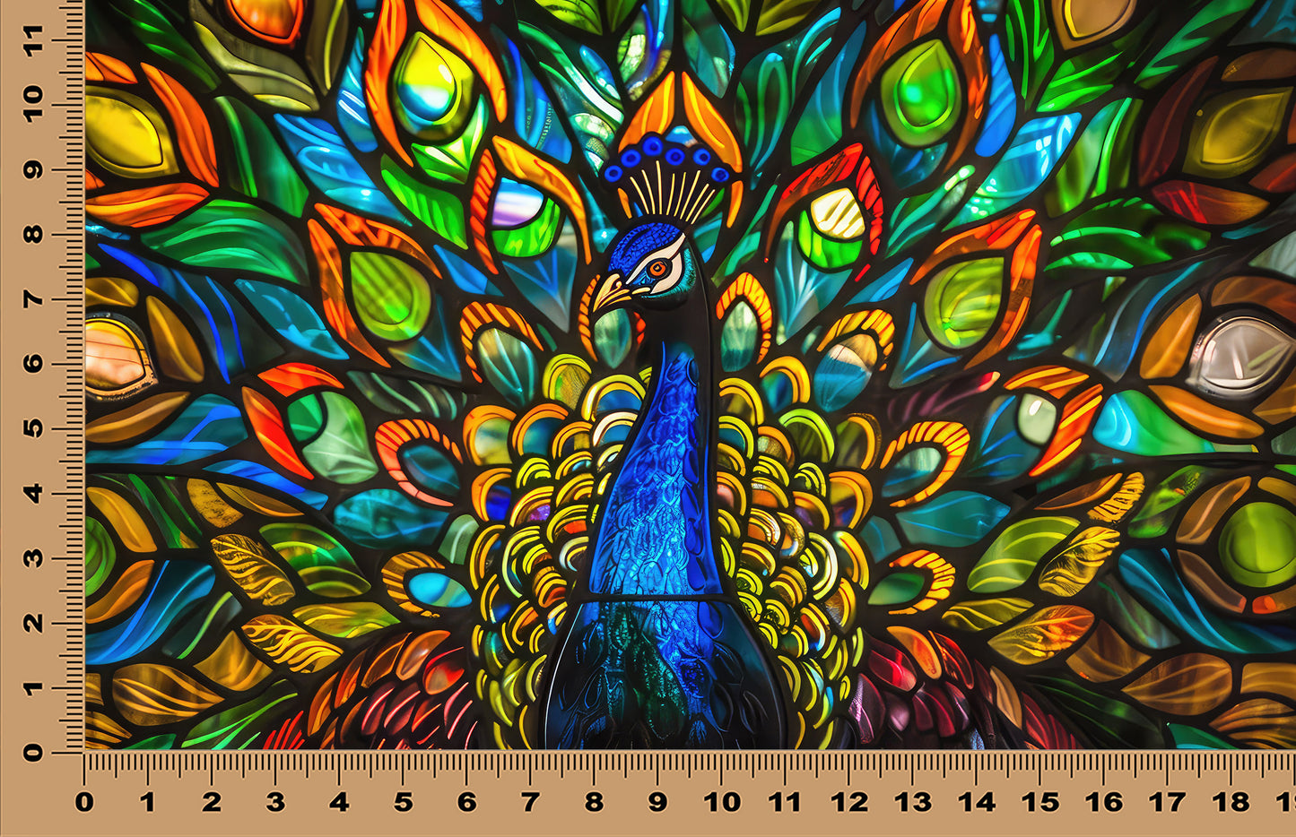 DecoCraft - Scenic Elevated Texture Tiles - Realistic Stained Glass -Peacock