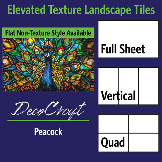 DecoCraft - Scenic Elevated Texture Tiles - Realistic Stained Glass -Peacock