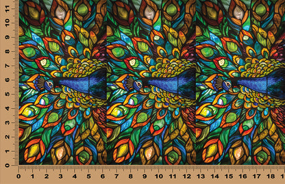 DecoCraft - Scenic Elevated Texture Tiles - Realistic Stained Glass -Peacock