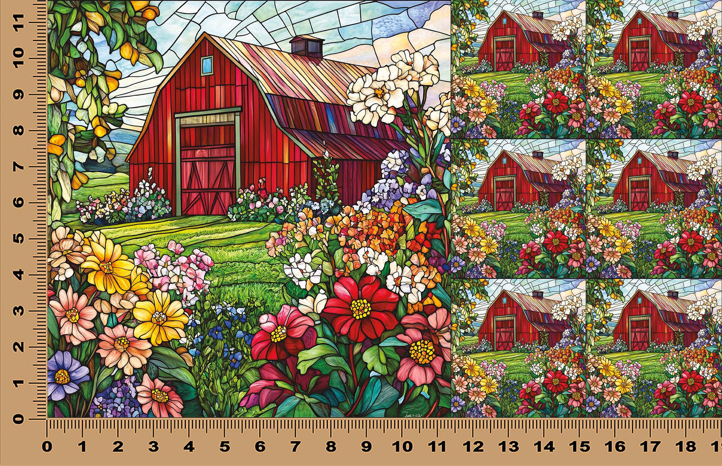 DecoCraft - Scenic Elevated Texture Tiles - Barnyard Daydream - Blooming Barn