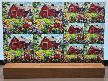 DecoCraft - Scenic Elevated Texture Tiles - Barnyard Daydream - Blooming Barn