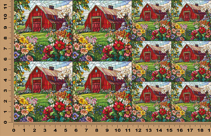 DecoCraft - Scenic Elevated Texture Tiles - Barnyard Daydream - Blooming Barn