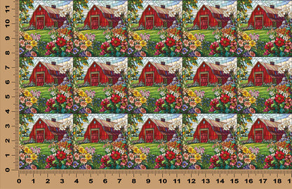 DecoCraft - Scenic Elevated Texture Tiles - Barnyard Daydream - Blooming Barn