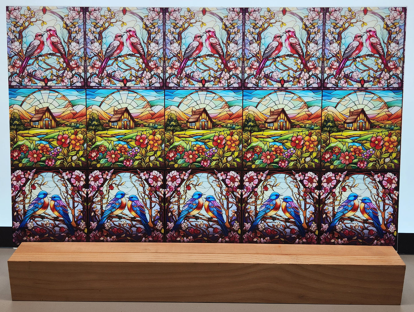 DecoCraft - Scenic Elevated Texture Tiles - Realistic Stained Glass - Lover's Meadow