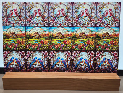 DecoCraft - Scenic Elevated Texture Tiles - Realistic Stained Glass - Lover's Meadow