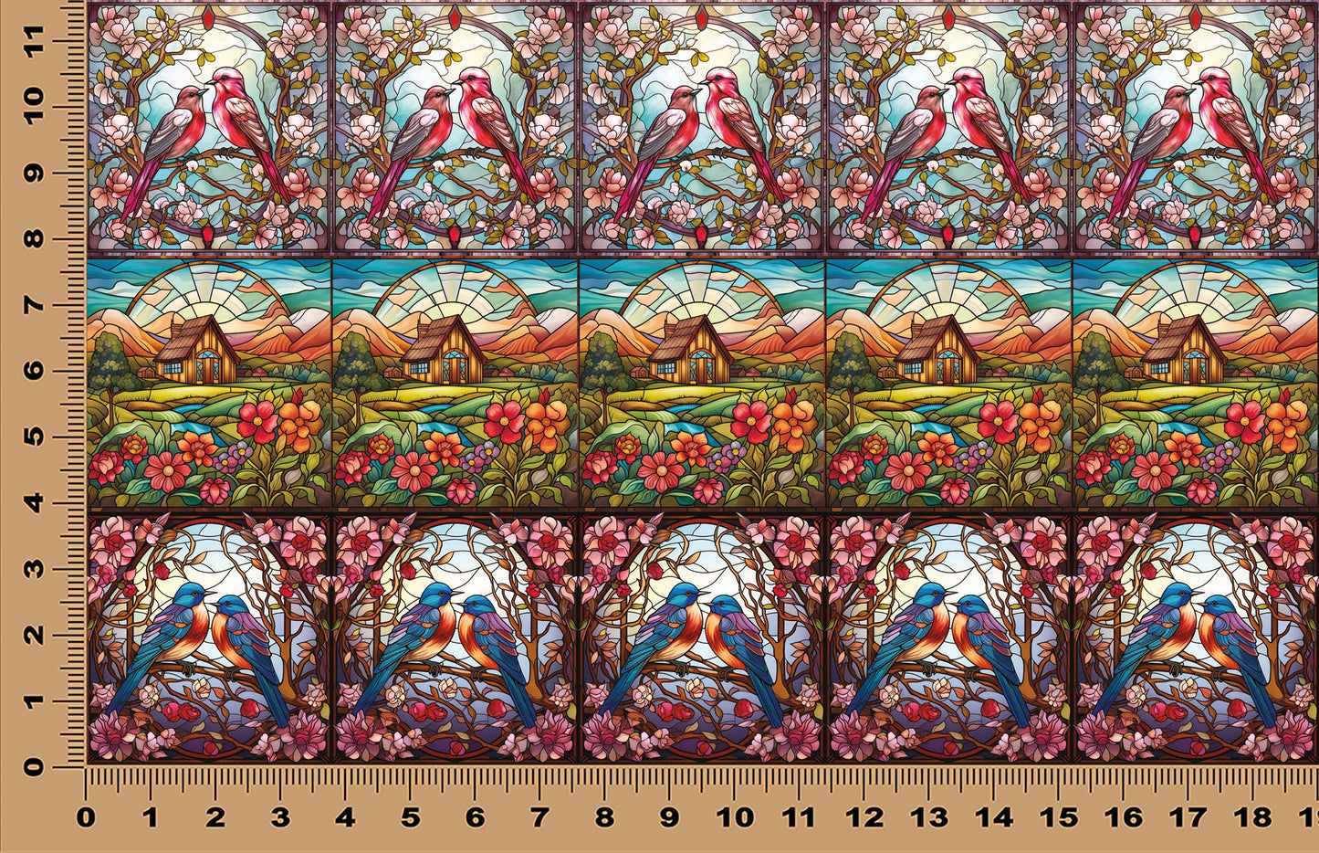 DecoCraft - Scenic Elevated Texture Tiles - Realistic Stained Glass - Lover's Meadow