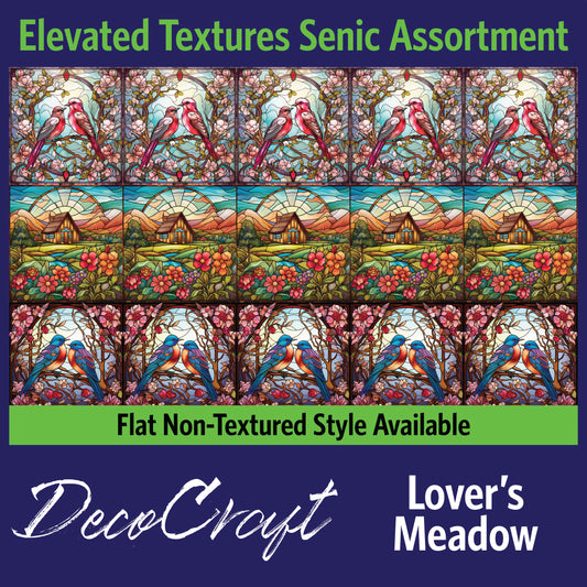 DecoCraft - Scenic Elevated Texture Tiles - Realistic Stained Glass - Lover's Meadow