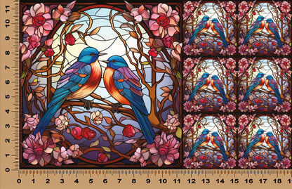 DecoCraft - Scenic Elevated Texture Tiles - Lover's Meadow - Blue Birds