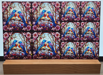 DecoCraft - Scenic Elevated Texture Tiles - Lover's Meadow - Blue Birds