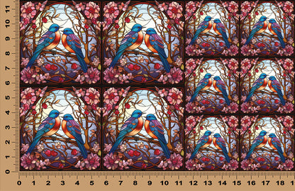 DecoCraft - Scenic Elevated Texture Tiles - Lover's Meadow - Blue Birds