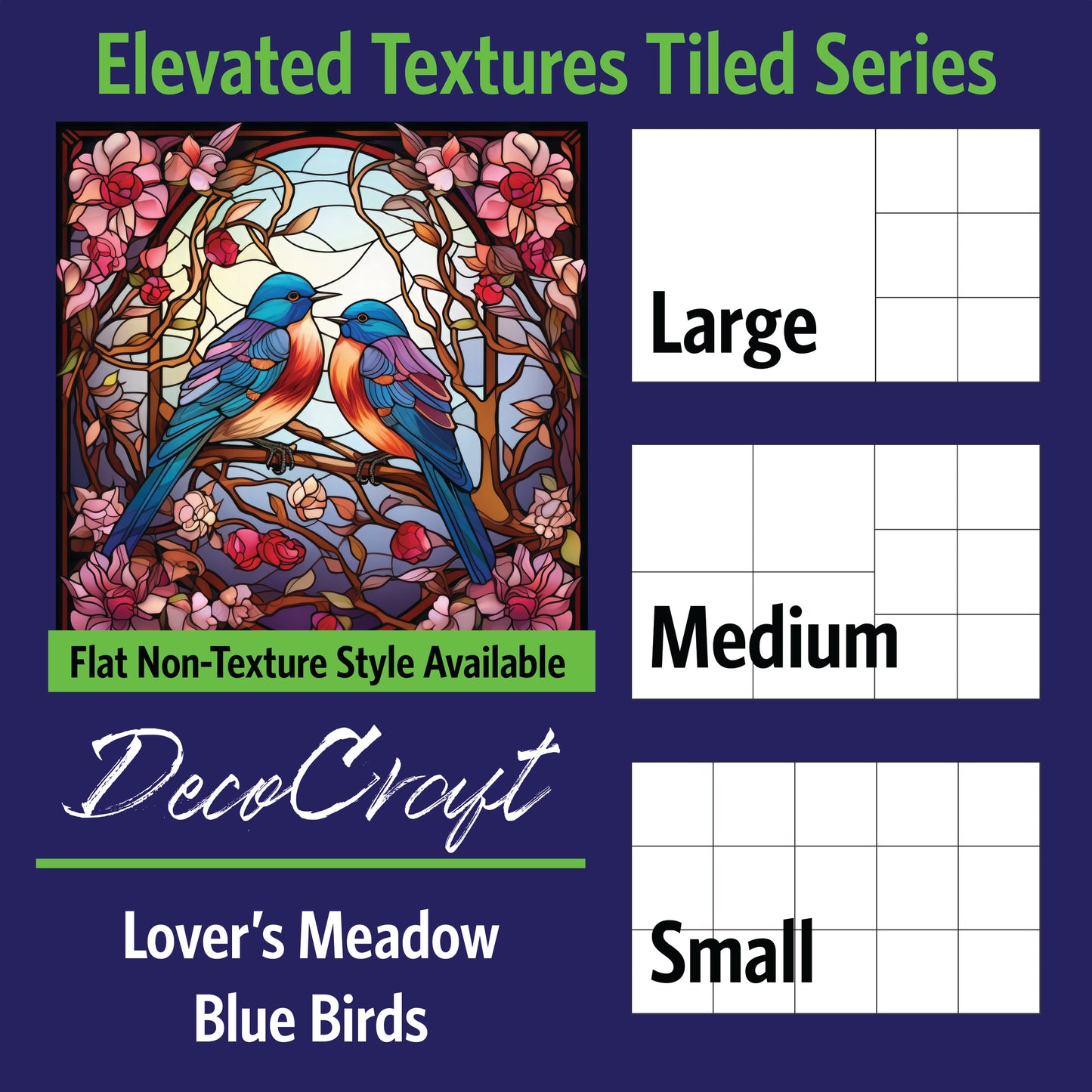DecoCraft - Scenic Elevated Texture Tiles - Lover's Meadow - Blue Birds
