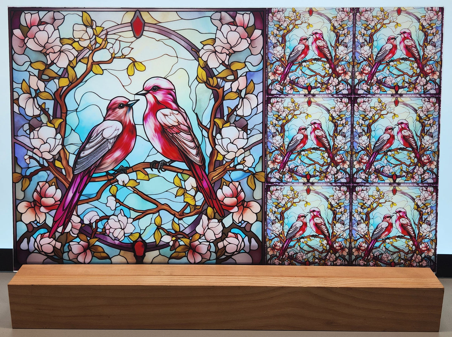 DecoCraft - Scenic Elevated Texture Tiles - Lover's Meadow - Pink Birds