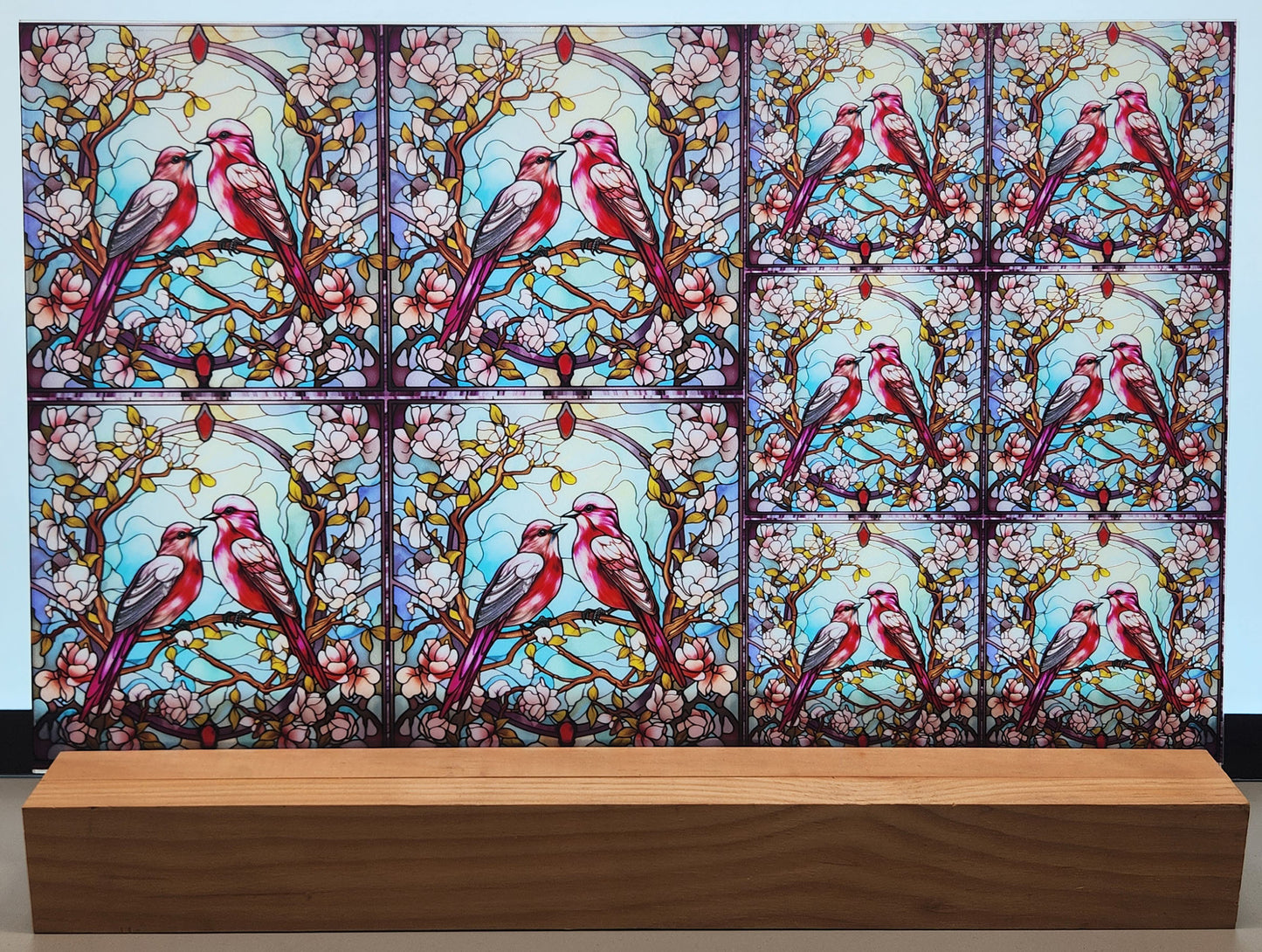 DecoCraft - Scenic Elevated Texture Tiles - Lover's Meadow - Pink Birds