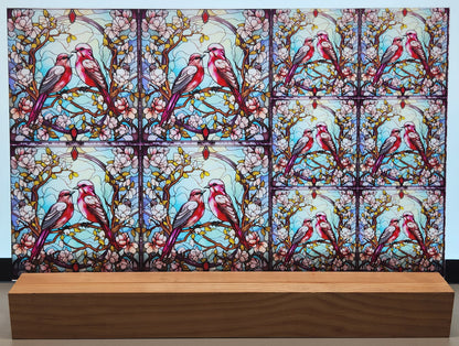 DecoCraft - Scenic Elevated Texture Tiles - Lover's Meadow - Pink Birds