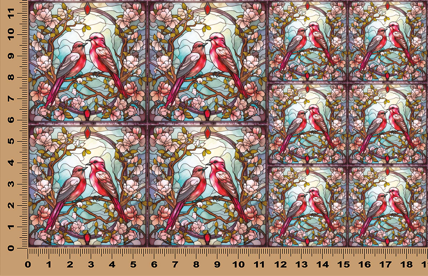 DecoCraft - Scenic Elevated Texture Tiles - Lover's Meadow - Pink Birds