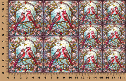 DecoCraft - Scenic Elevated Texture Tiles - Lover's Meadow - Pink Birds