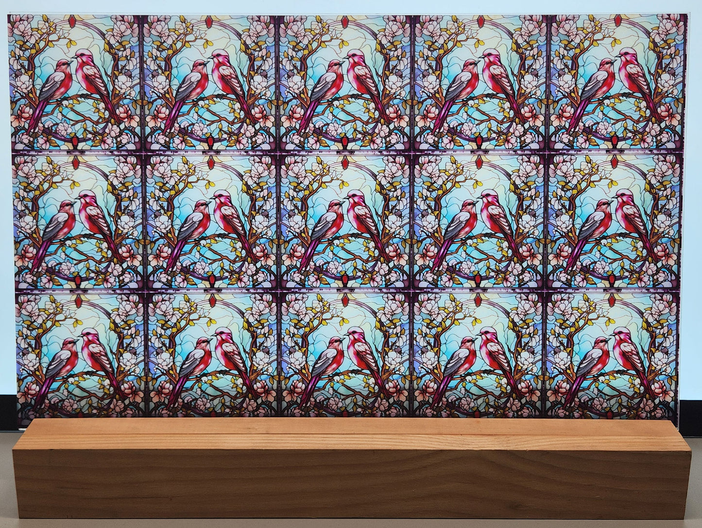 DecoCraft - Scenic Elevated Texture Tiles - Lover's Meadow - Pink Birds