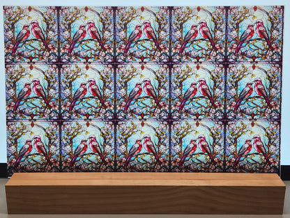 DecoCraft - Scenic Elevated Texture Tiles - Lover's Meadow - Pink Birds