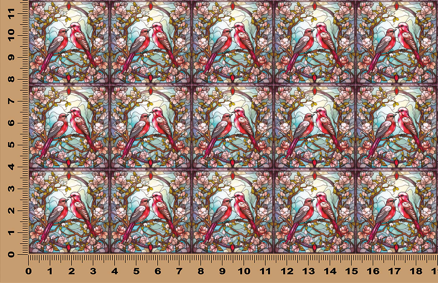 DecoCraft - Scenic Elevated Texture Tiles - Lover's Meadow - Pink Birds