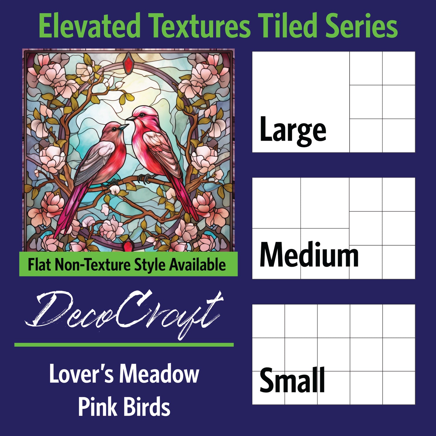 DecoCraft - Scenic Elevated Texture Tiles - Lover's Meadow - Pink Birds