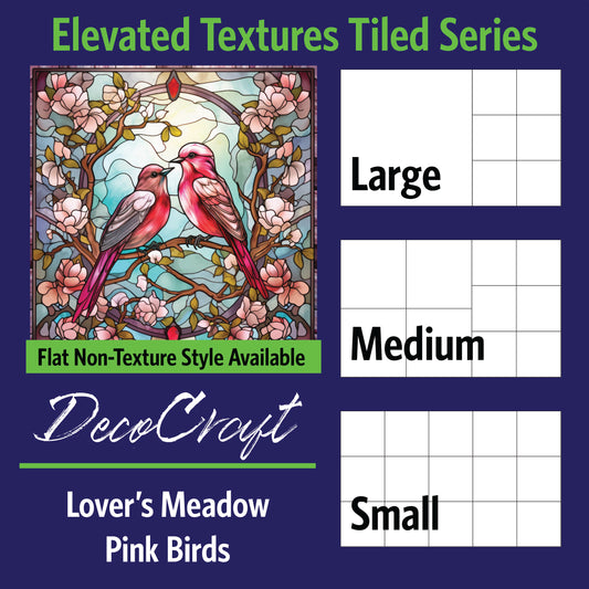 DecoCraft - Scenic Elevated Texture Tiles - Lover's Meadow - Pink Birds