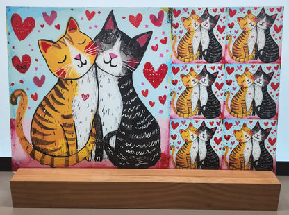 DecoCraft - Scenic Tiles Series - Whiskered Love - Cats - Purrfect Pair