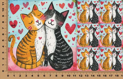 DecoCraft - Scenic Tiles Series - Whiskered Love - Cats - Purrfect Pair
