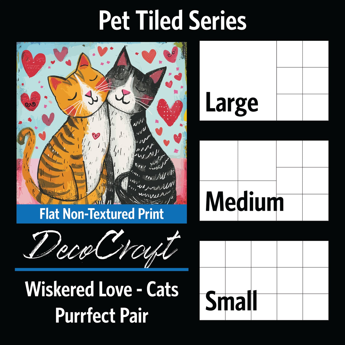 DecoCraft - Scenic Tiles Series - Whiskered Love - Cats - Purrfect Pair