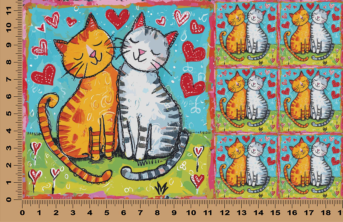 DecoCraft - Scenic Tiles Series - Whiskered Love - Cats - Cuddle Companions