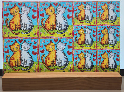 DecoCraft - Scenic Tiles Series - Whiskered Love - Cats - Cuddle Companions