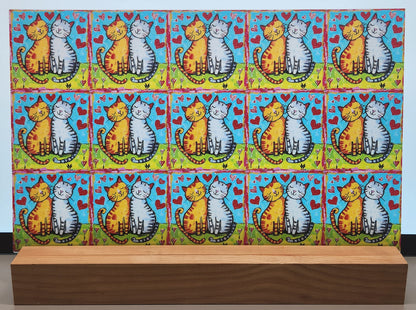 DecoCraft - Scenic Tiles Series - Whiskered Love - Cats - Cuddle Companions
