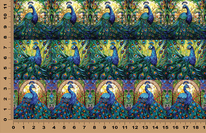 DecoCraft - Scenic Elevated Texture Tiles - Realistic Stained Glass - Peacocks of Radiance