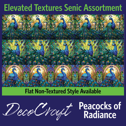 DecoCraft - Scenic Elevated Texture Tiles - Realistic Stained Glass - Peacocks of Radiance