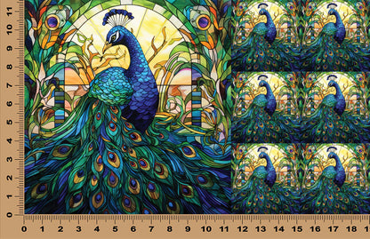 DecoCraft - Scenic Elevated Texture Tiles - Peacocks of Radiance - Golden Garden