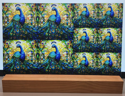 DecoCraft - Scenic Elevated Texture Tiles - Peacocks of Radiance - Golden Garden