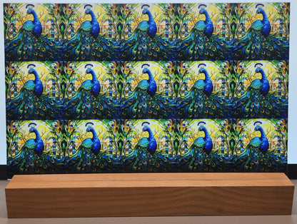 DecoCraft - Scenic Elevated Texture Tiles - Peacocks of Radiance - Golden Garden