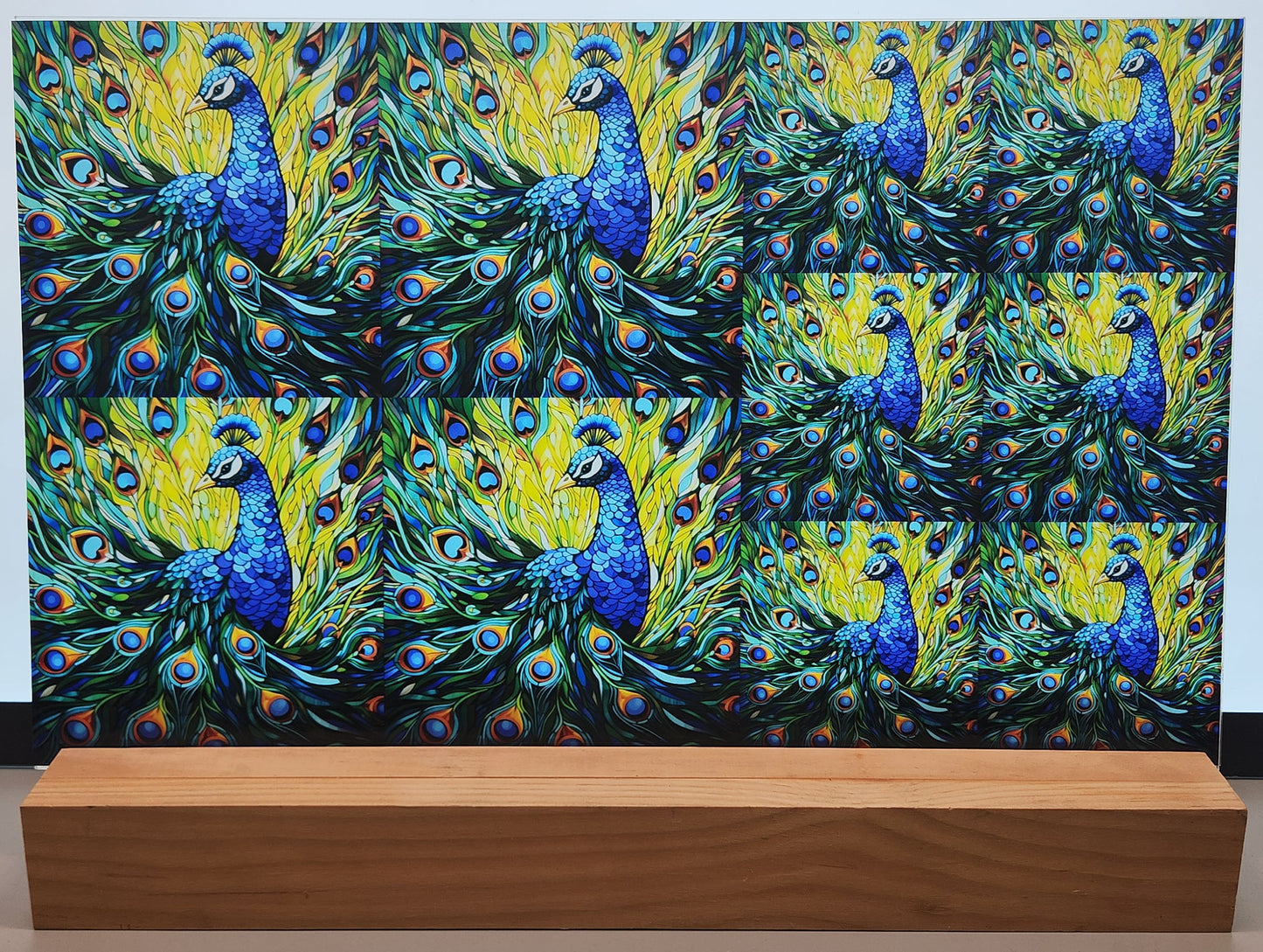 DecoCraft - Scenic Elevated Texture Tiles - Peacocks of Radiance - Emerald Plumage