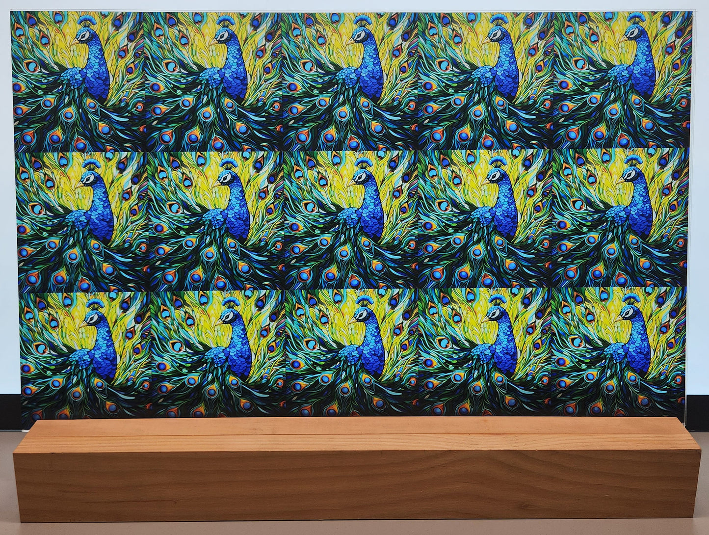 DecoCraft - Scenic Elevated Texture Tiles - Peacocks of Radiance - Emerald Plumage