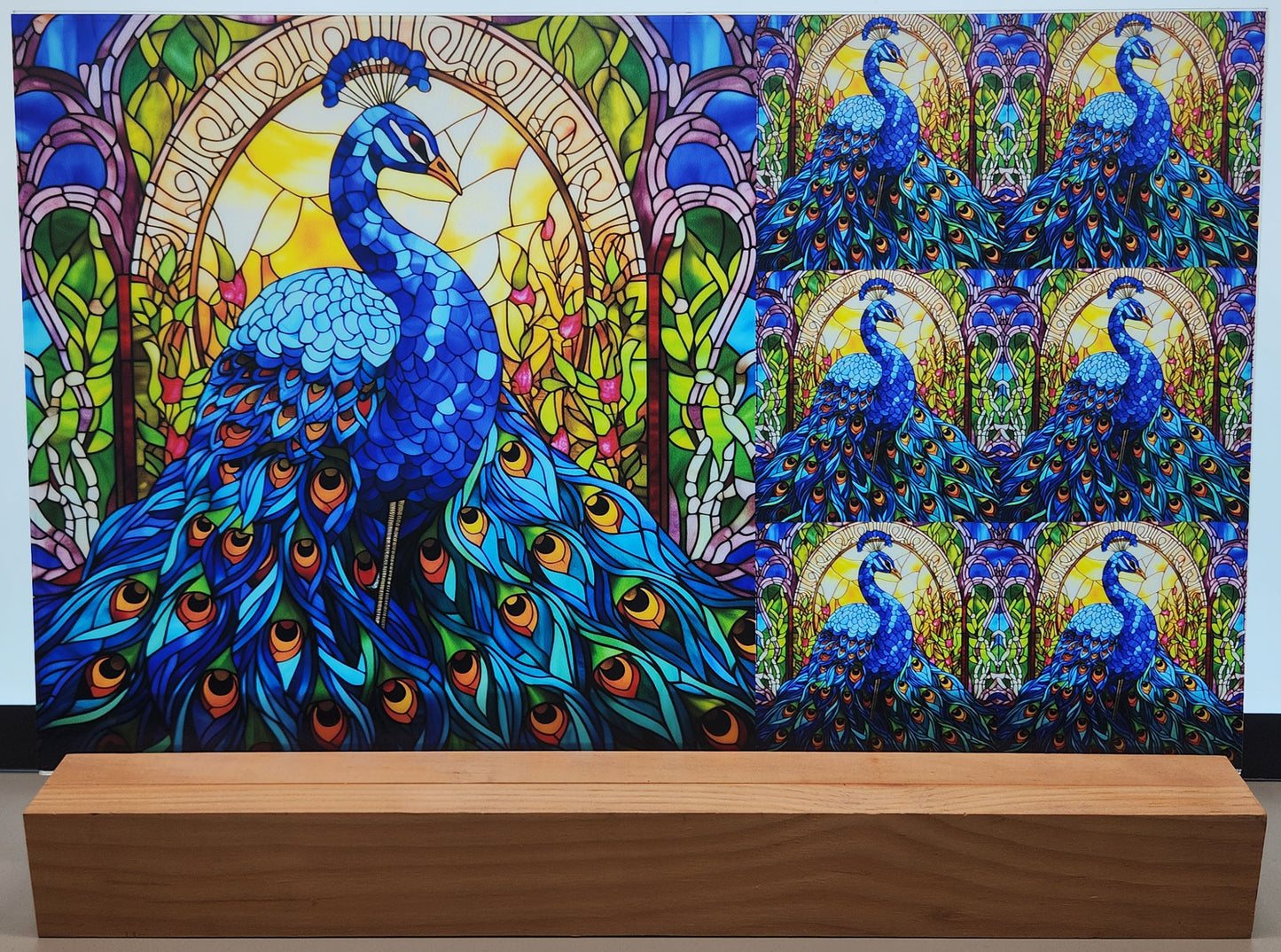 DecoCraft - Scenic Elevated Texture Tiles - Peacocks of Radiance - Cathedral Window