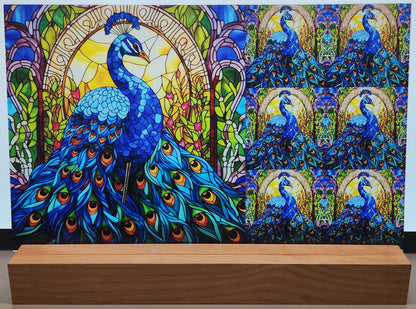 DecoCraft - Scenic Elevated Texture Tiles - Peacocks of Radiance - Cathedral Window