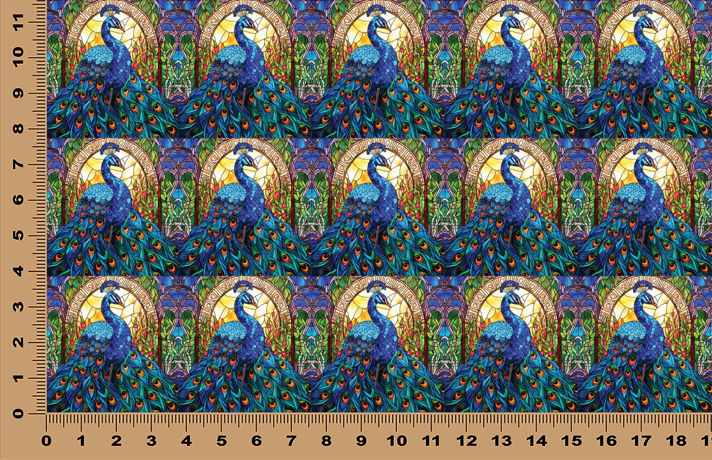 DecoCraft - Scenic Elevated Texture Tiles - Peacocks of Radiance - Cathedral Window