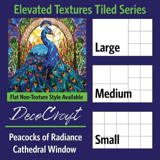 DecoCraft - Scenic Elevated Texture Tiles - Peacocks of Radiance - Cathedral Window