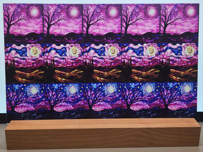 DecoCraft - Scenic Elevated Texture Tiles - Realistic Stained Glass - Pink Starry Night