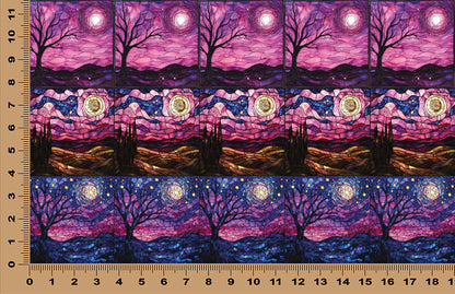 DecoCraft - Scenic Elevated Texture Tiles - Realistic Stained Glass - Pink Starry Night