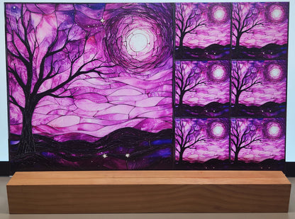 DecoCraft - Scenic Elevated Texture Tiles - Pink Starry Night - Rose Twilight