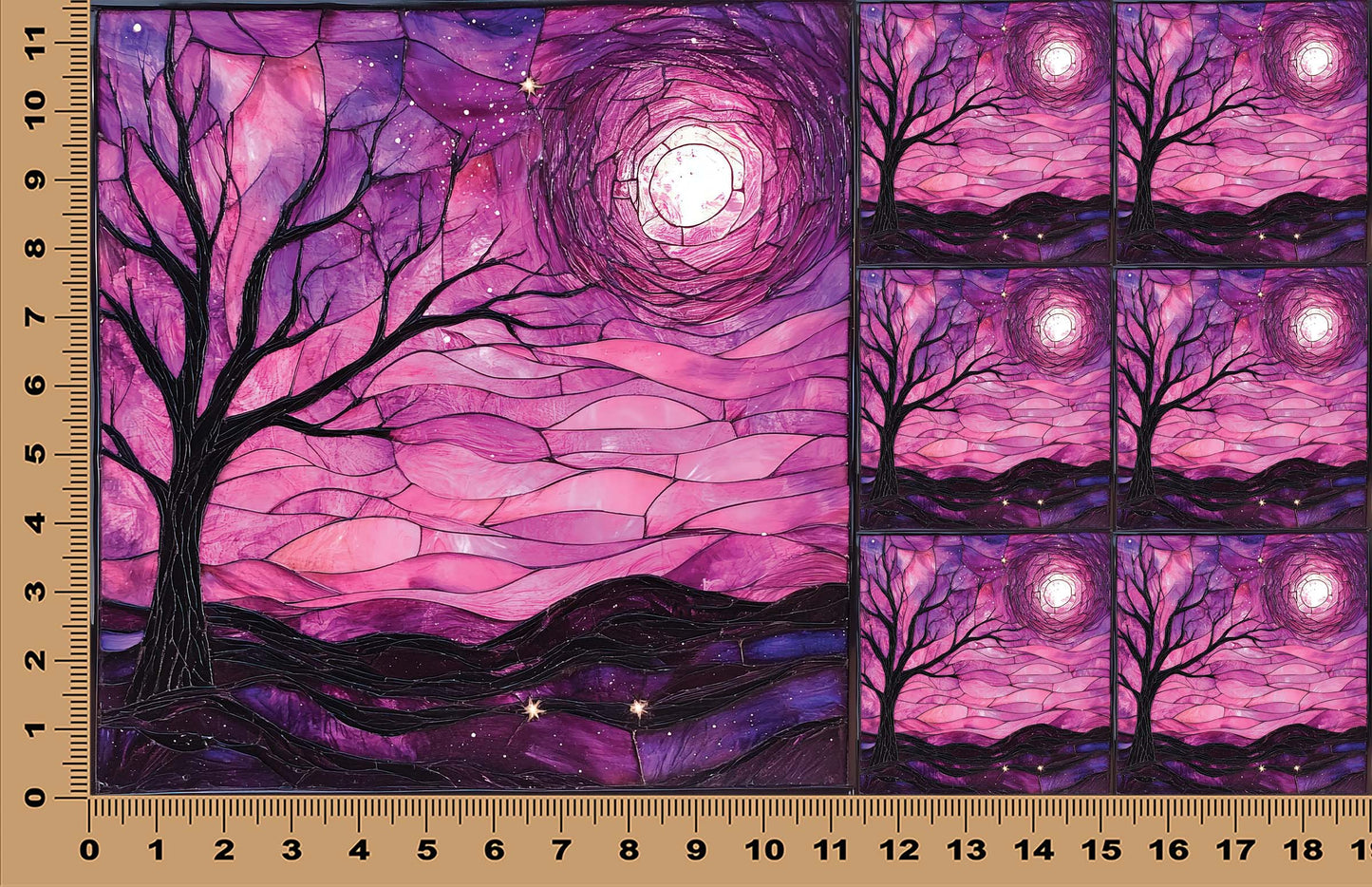 DecoCraft - Scenic Elevated Texture Tiles - Pink Starry Night - Rose Twilight