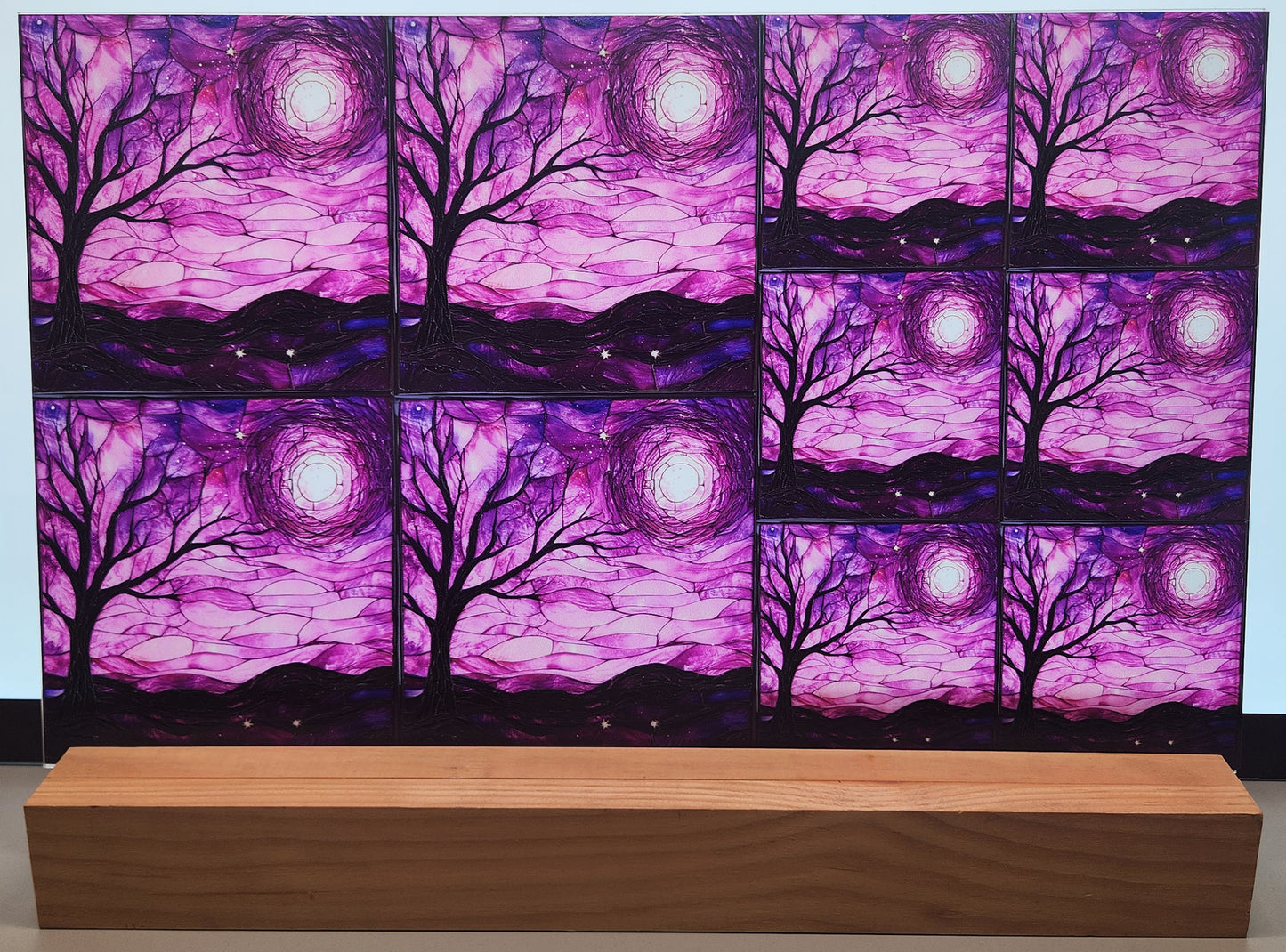 DecoCraft - Scenic Elevated Texture Tiles - Pink Starry Night - Rose Twilight