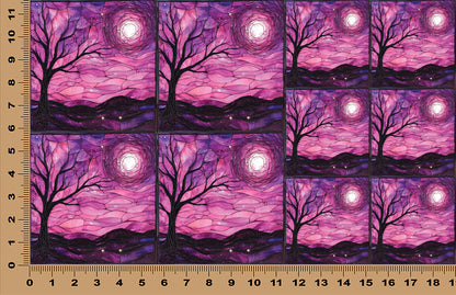 DecoCraft - Scenic Elevated Texture Tiles - Pink Starry Night - Rose Twilight