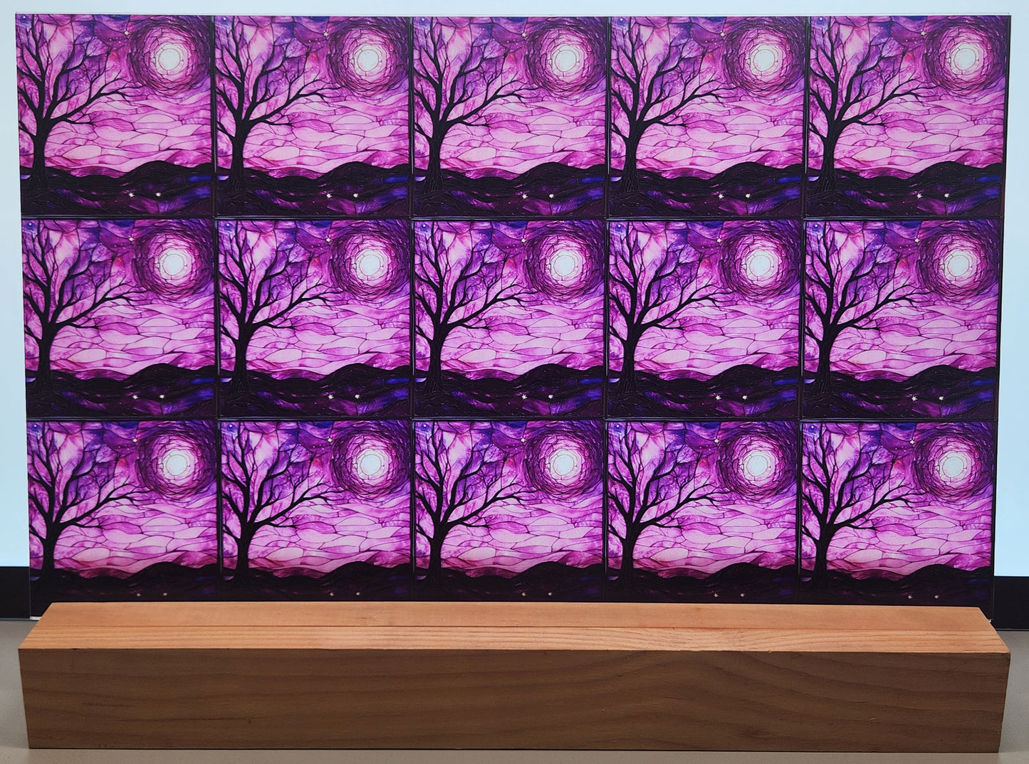 DecoCraft - Scenic Elevated Texture Tiles - Pink Starry Night - Rose Twilight