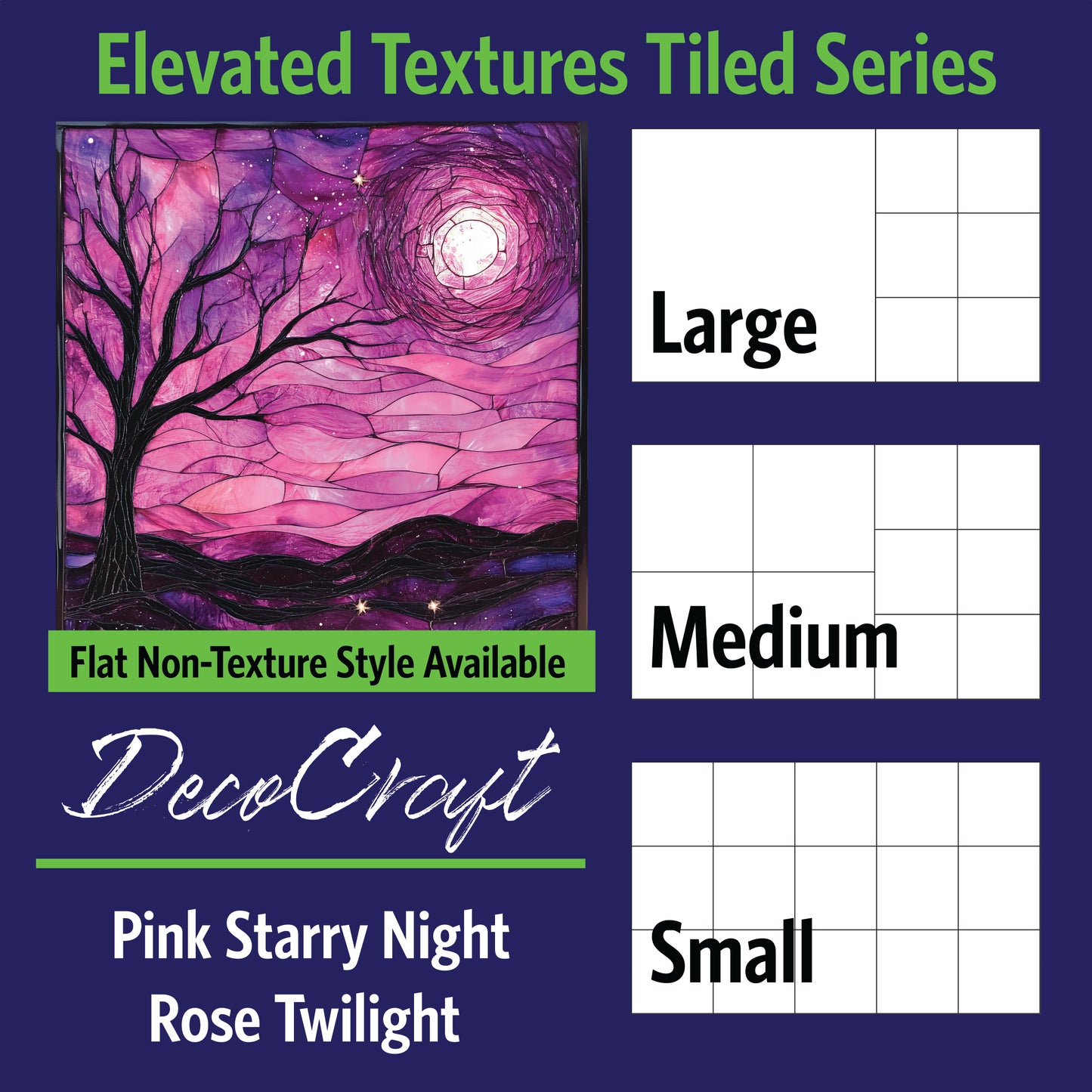 DecoCraft - Scenic Elevated Texture Tiles - Pink Starry Night - Rose Twilight